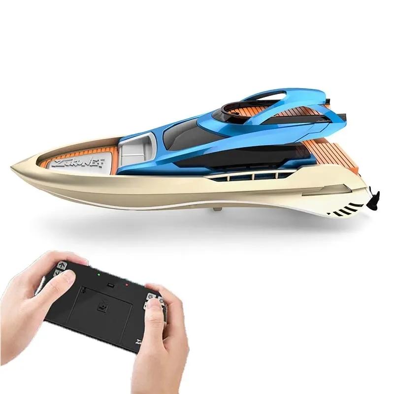 Mini RC bateau Radio télécommandé navire à grande vitesse avec lumières LED Palm Boat été eau jouet piscine jouets modèle cadeaux pour garçon
