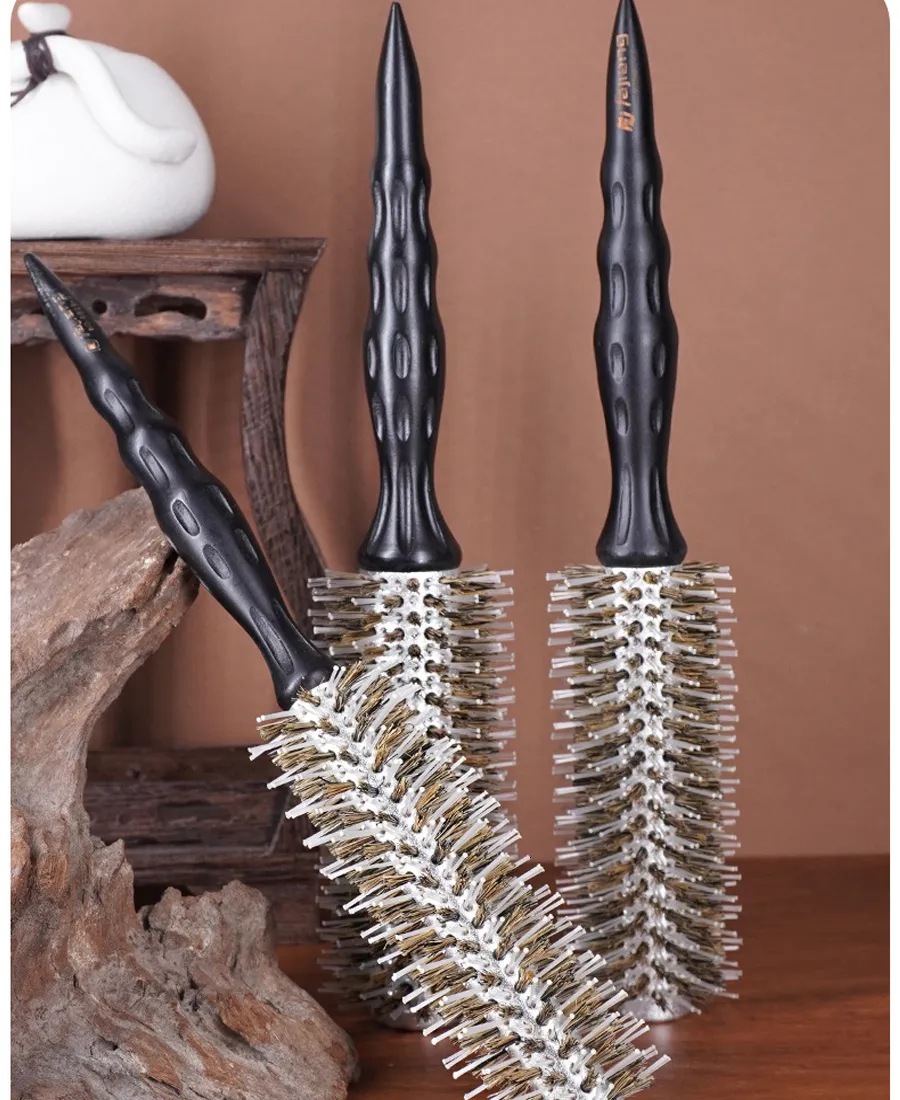 Hair Brushes rofessional Salon Hair Round Brush Boar Bristles Anti-static and Heat Resistant Ceramic Coating Hairdresser Brush Hair Brush 230529