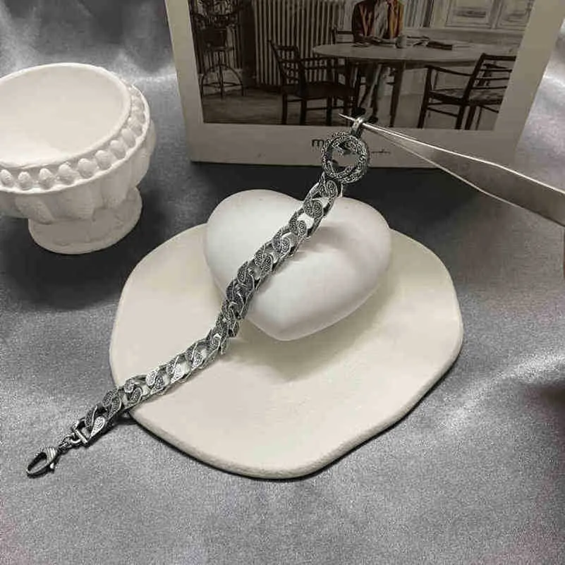 projektant biżuterii Bransoletka Naszyjnik Pierścionek Starożytny dom wykonał stary wzór rzeźbiony kubański łańcuch blokujący bransoletka dla kobiet miłośników kobiet