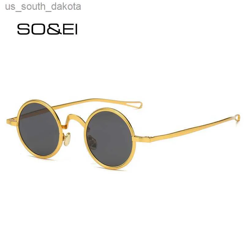 Sonnenbrille SO EI Retro Metall Runde Punk Polarisierte Sonnenbrille Frauen Klare Anti-Blu-Ray-Linse Brillengestell Männer Shades UV400 Sonnenbrille L230523