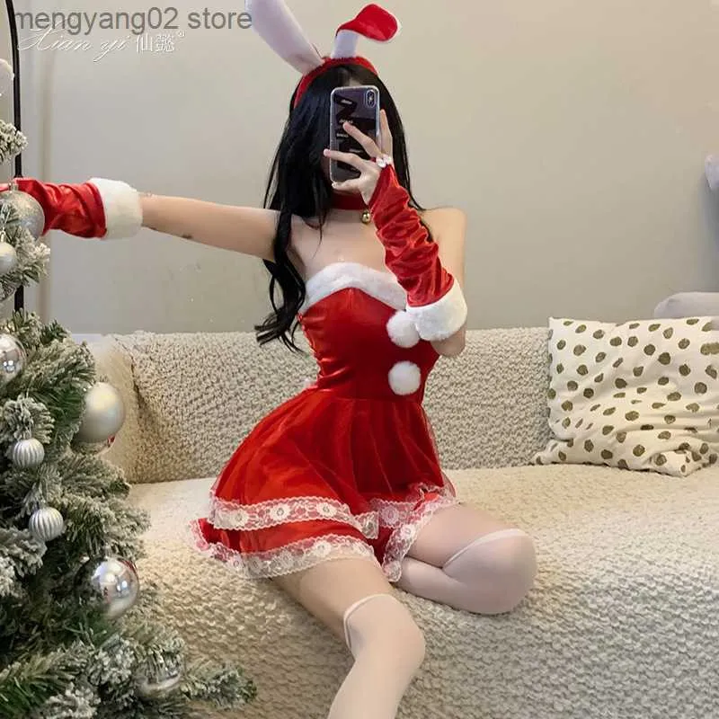 Sexy Set Christmas Dress Woman Cosplay Come Ladies Santa Claus Dress Sexy Lingerie Bunny Girl Uniform Party Christmas Halloween Suit T230530