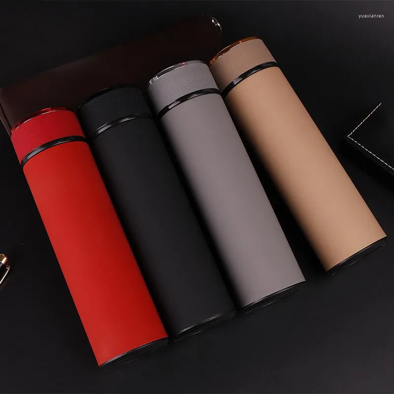 Water Bottles Classic Rubber Paint Custom High-End Leather Case 304 Double Layer Insulation Men's & Women's Business Stainless