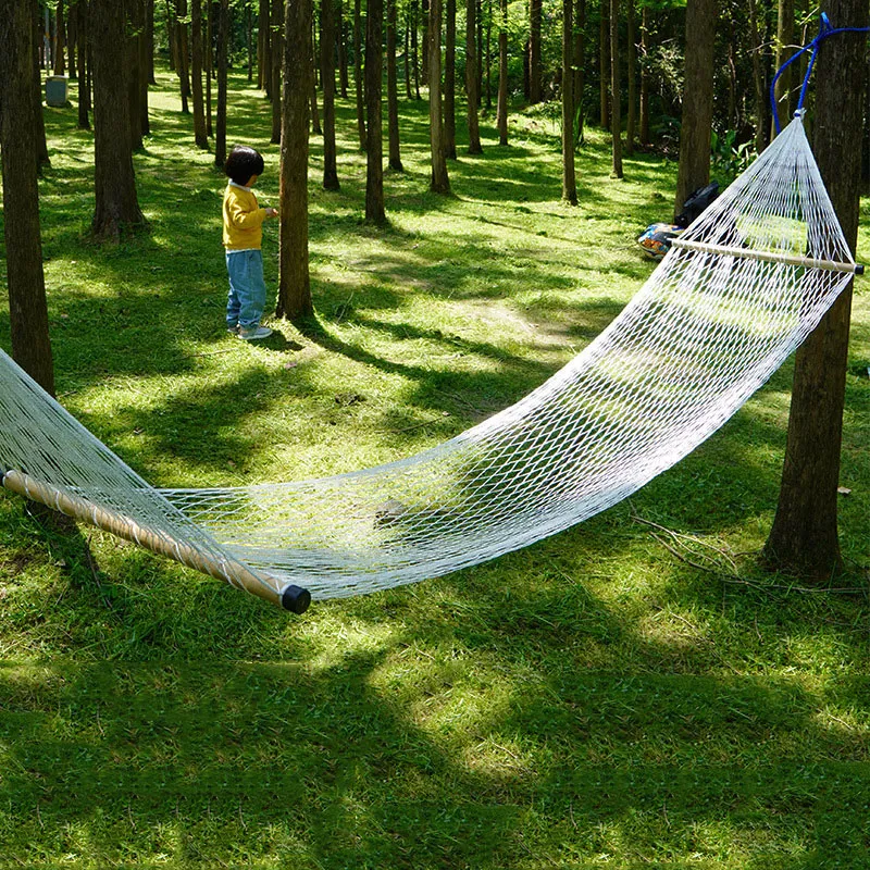 Portable Traditional Nylon Rope Hammock Single Person Outdoor Backyard Garden Home Dormitory Lazy Chair Sports Travel Camping Swing Chairs W0031