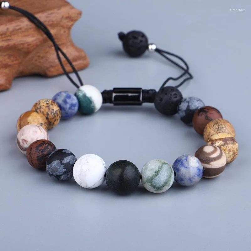 Bracelets porte-bonheur pierre naturelle huit planètes perlées hommes femmes Yoga énergie Chakra bracelet univers galaxie solaire bracelet amitié cadeau
