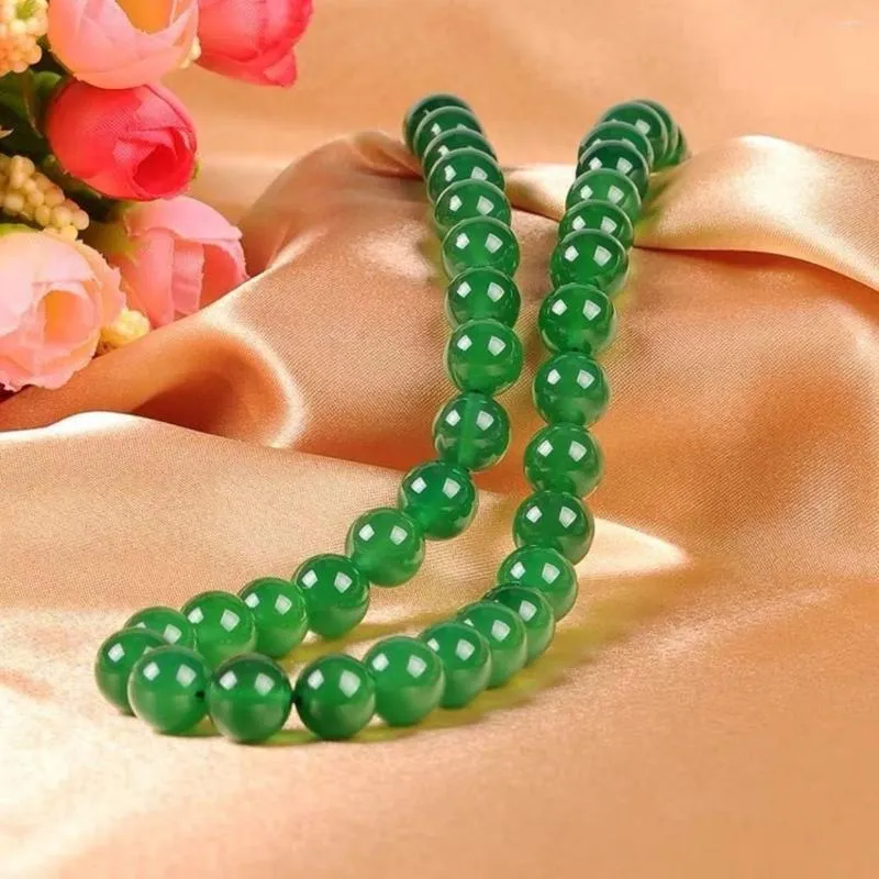 Catene 8mm Rotondo Verde Rosso Calcedonio Perline Collana Gemma Pietra naturale Catena Collo Usura Cristallo Ragazza Moda Gioielli Fare regali per la madre