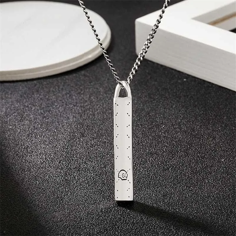 designer jewelry bracelet necklace ring Sterling skull rectangular straight line Pendant couple sweater chain