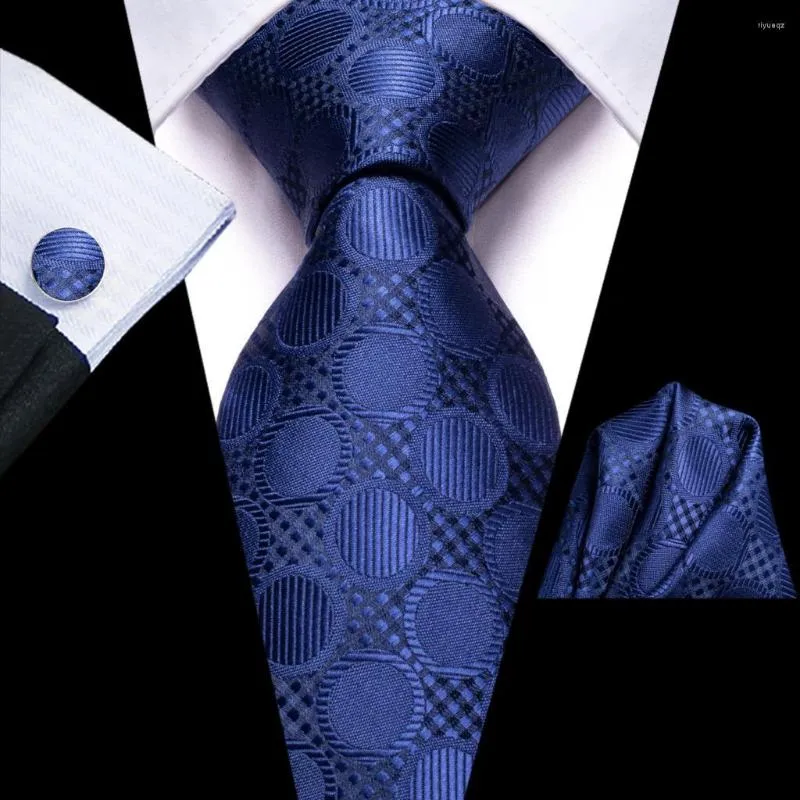 Галстуки SOUT DOT Navy Blue Silk Wedding Tie для мужчин из кисточки для запонки