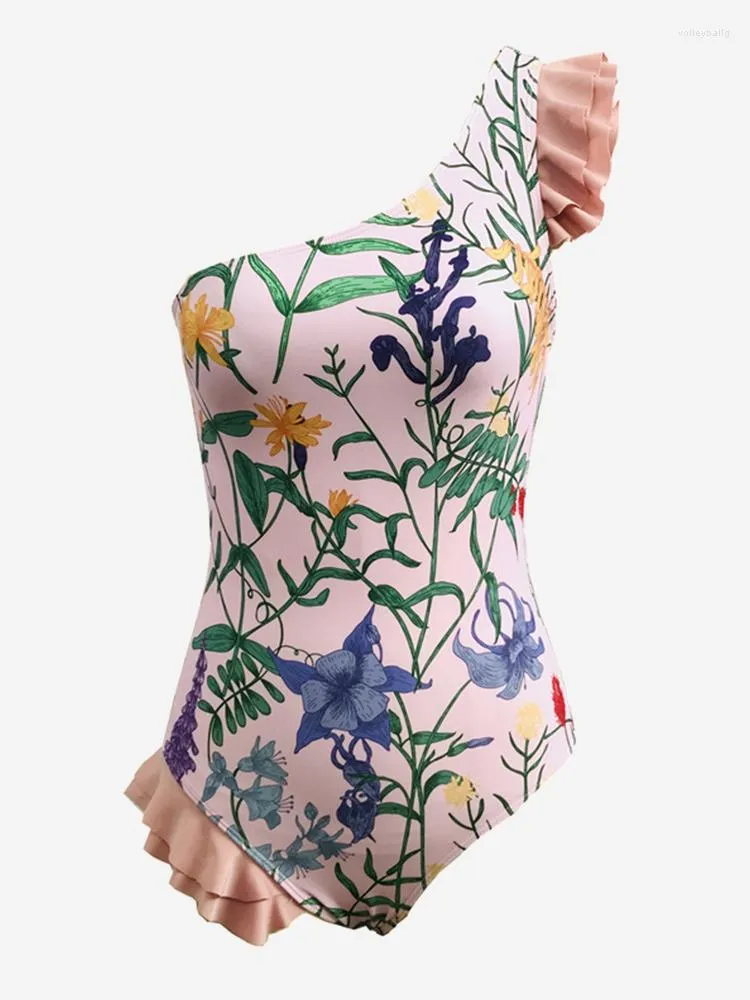 MICENDY 2023 Womens Sexy Print One Piece Swimsuit With Ruffle Detailing