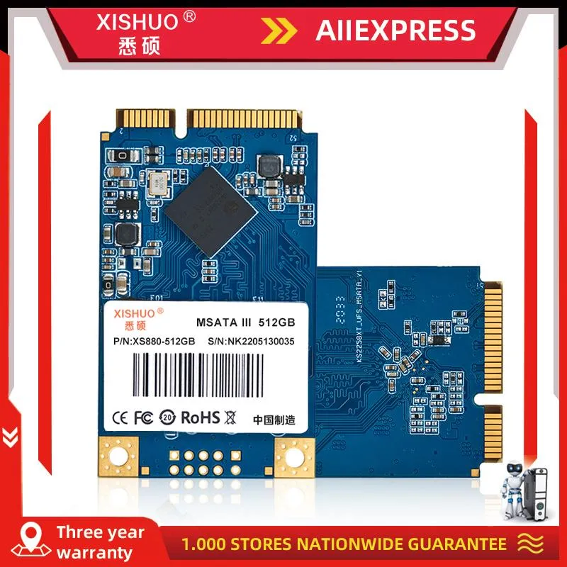 DRIVES XISHUO Groothandel goedkope MSATA SSD 32 GB 64 GB 128 GB 256 GB 512 GB 1 TB Interne SSD -station voor laptop en POS -machine