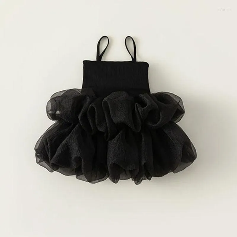 Abiti da ragazza Abito elegante per ragazze Abbigliamento estivo per bambini Colore nero Senza maniche Abito da ballo per bambini di compleanno Mostra costume di Halloween