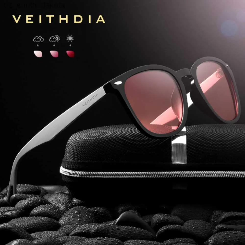 Солнцезащитные очки Veithdia Brand Unisex Aluminum+TR90 Мужское фотохромное зеркальное зеркало солнцезащитные очки винтажные солнцезащитные очки для женщин 6116 L230523