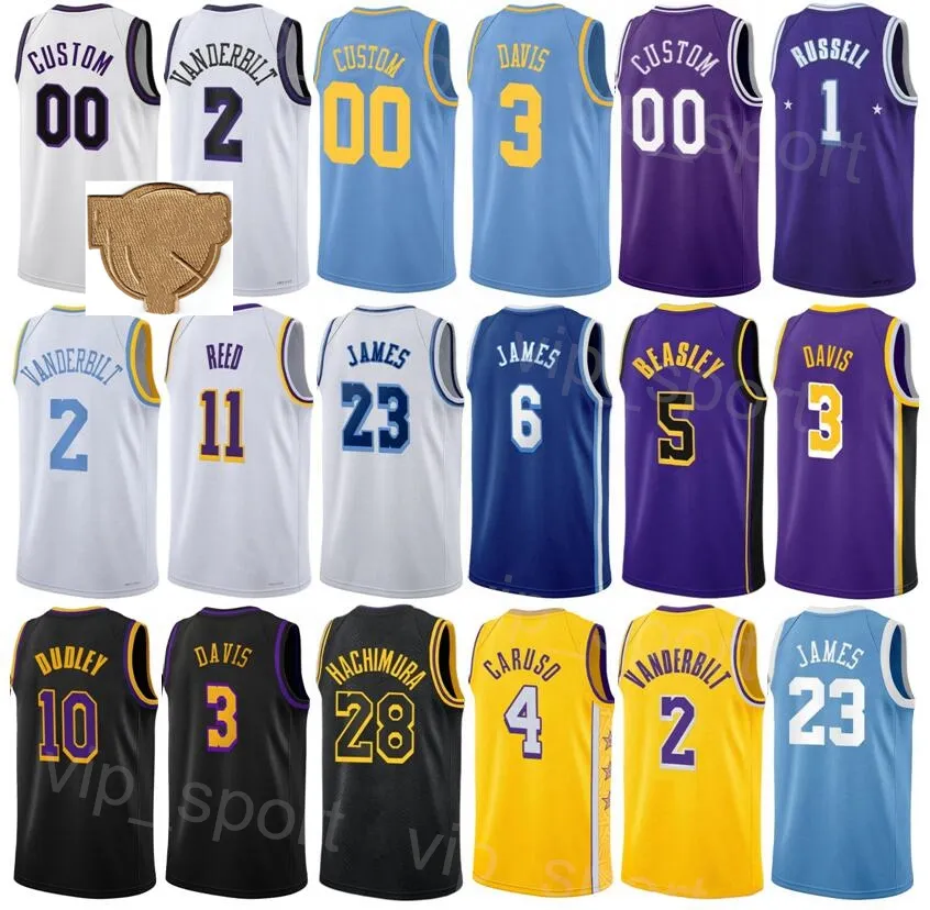 Baskılı Finaller Basketbol 15 Austin Reaves Jersey LeBron James 6 Davis 3 Rui Hachimura 28 DAngelo Russell 1 Dennis Schroder 17 Wenyen Gabriel 35 Kazanılan Adam Gençler