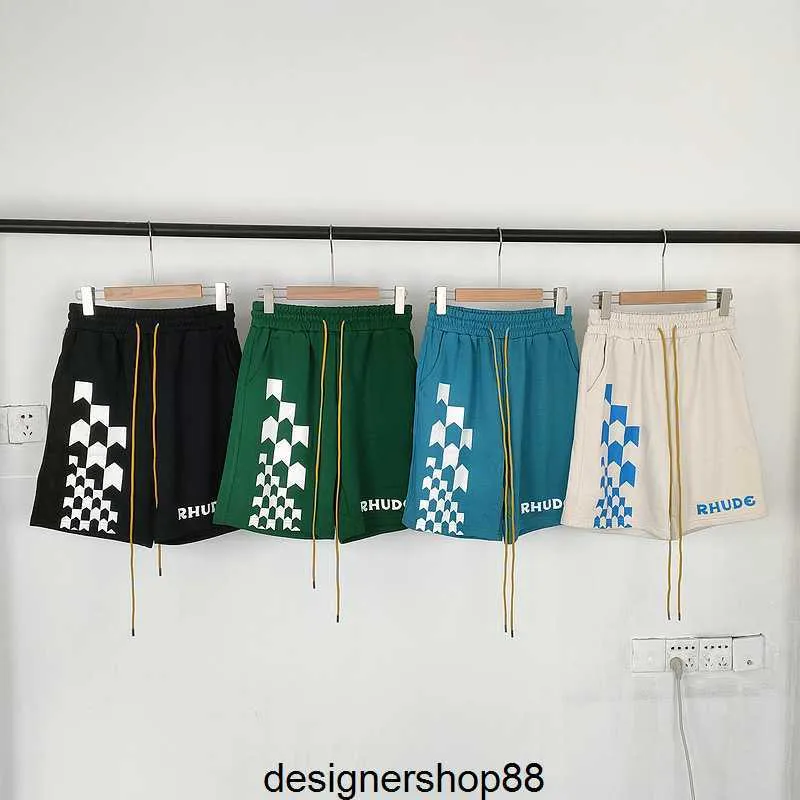 RH 2023fw Pantaloncini da uomo Street Summer Fashion Brand Tinta unita Micro Elastic Checker Stampato con coulisse Allentato Sport Capris Cotone