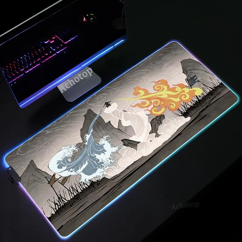 Pads Avatar the Last Airbender Mouse Pad PC Gamer Computer Anime Keyboard Mouse Mat RGB Luminous Large Mousepad Keyboard Desk Mat