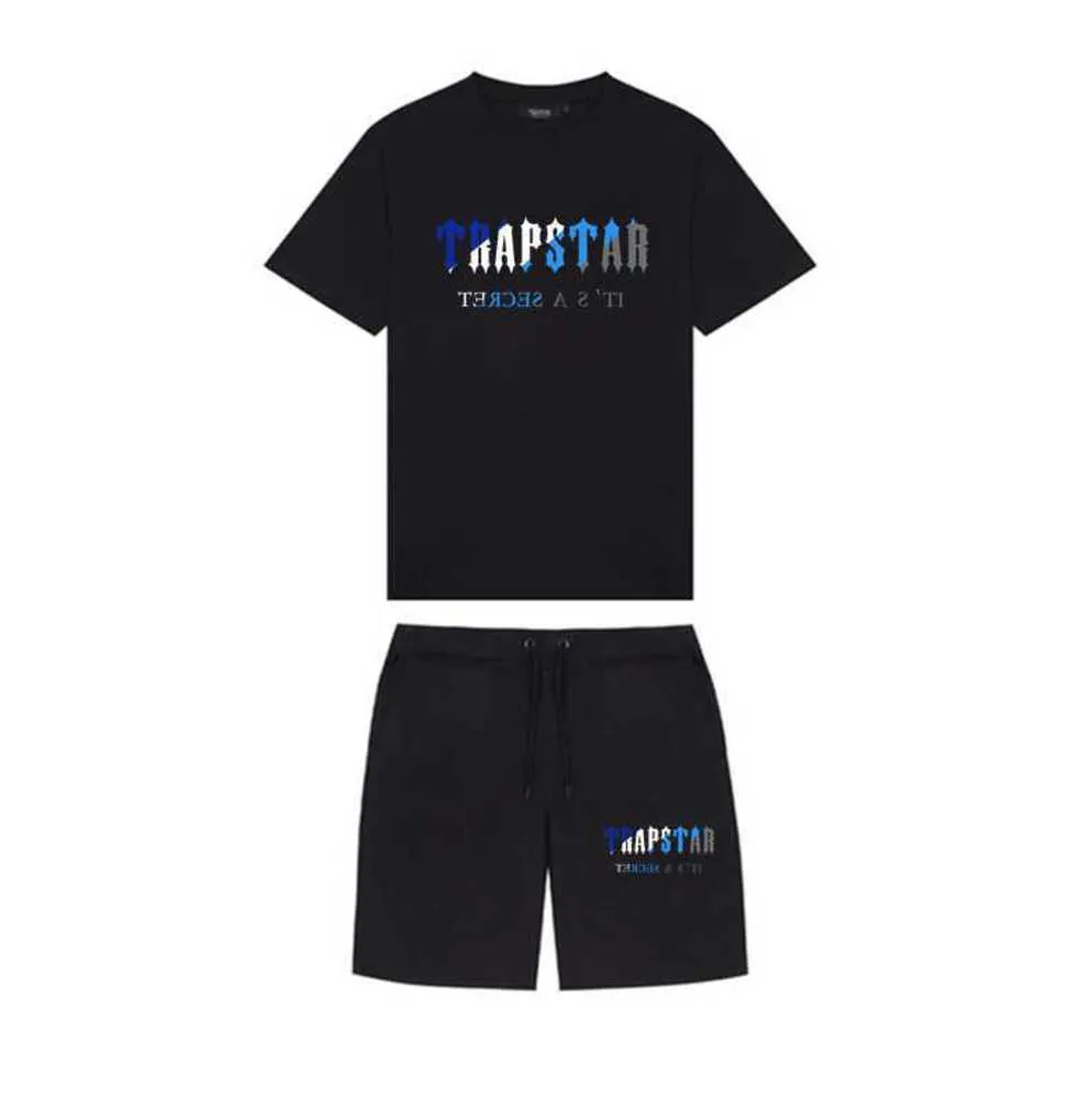 Męskie Tshirts Summer Trapstar Printed Cotton Tshirt Shorts Sets Streetwear Tracksuit Sportswear Trapstar T Koszulki i garnitury Projekt ruchu 55ess