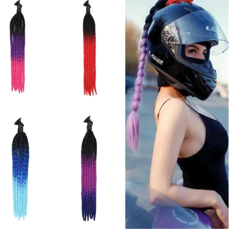 Hełm motocyklowy Pigtails wielokrotnego użytku Cosplay Wig Punk 22 -calowe Dekoracja Włosy FISE do roweru rowerowego (hełm nie jest włączony)