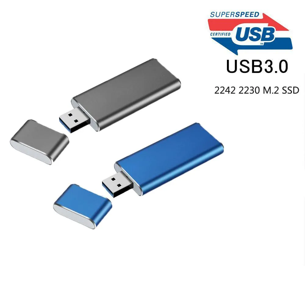 Enclosure USB 3.0 à M.2 SSD Enclosure USB3.0 à NGFF B Adaptateur de disque dur clé (B + M) Clé M2 SATA SSD Mobile externe Boîte pour 2230 2242 M2