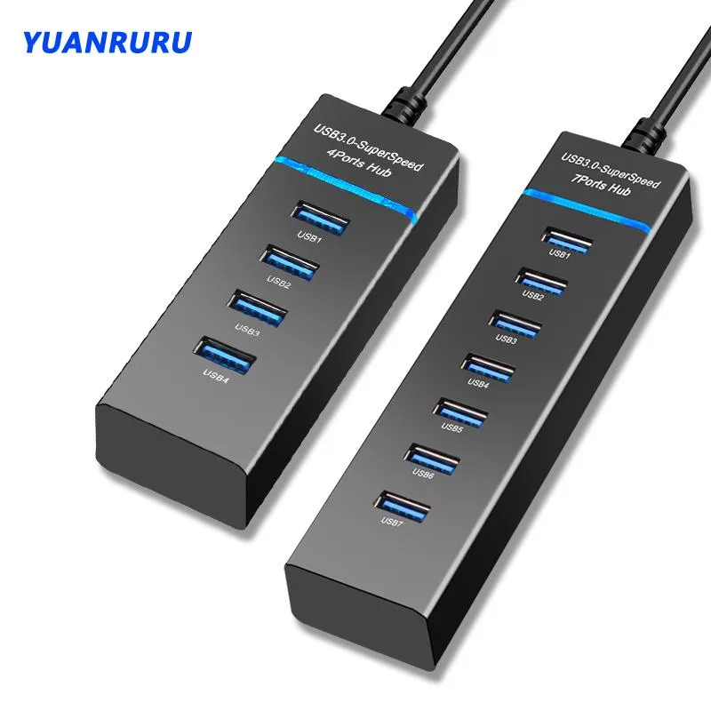 Hubs USB 3.0 HUB USB HUB Multi USB Splitter Hoge snelheid 7 Port USB Hub Meerdere USB -poort Meerdere expander voor pc -accessoires