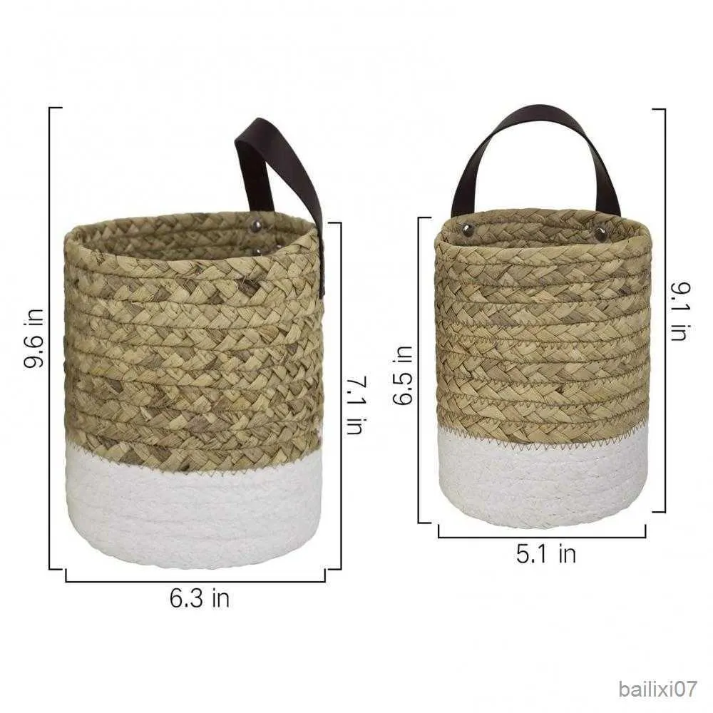 Basket Household Foldable Woven Storage Basket Plant Wicker Hanging Baskets Garden Flower Foldable Flower Pots Storage Basket