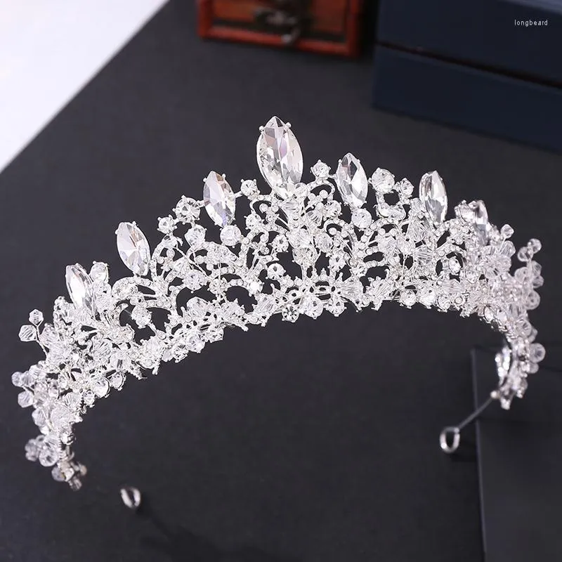 Hair Clips Royal Queen Handmade Crystal Bride Tiaras Headbands For Women Headdress Bridal Crown Wedding Dress Jewelry Accessories