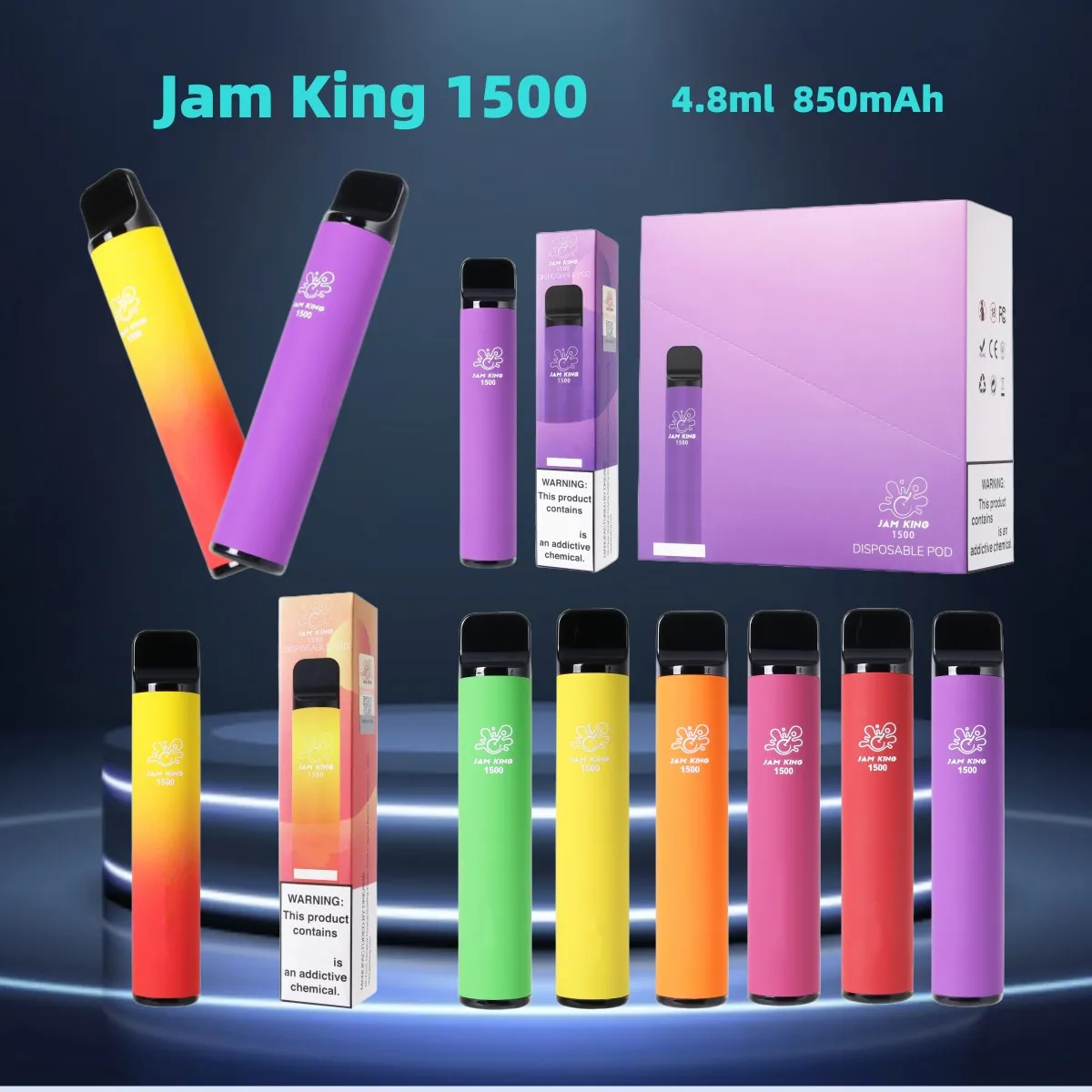 Original Puff 1500 Jam King Disposable Vapes E Cigarette 4.8ml