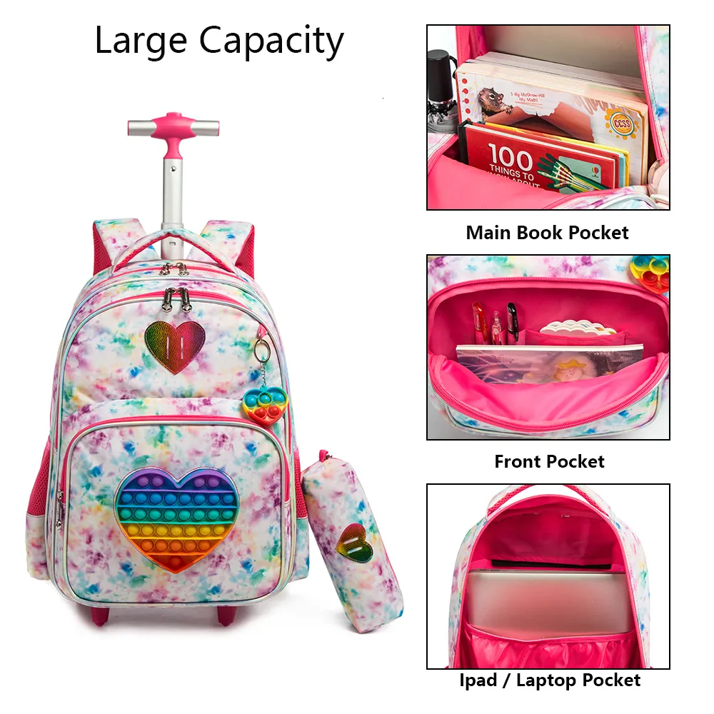 3 In 1 School Backpack For Girls With Wheels Trolley Lunch Smiggle Case And Rolling Wheels 230529 From Pang08 99.07 DHgate.Com