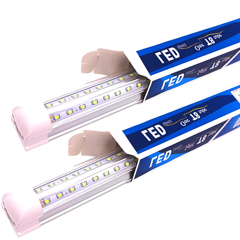 5Ft LED Shop Luminaire T8 Tubes intégrés Lumières 6500K Froid Pentecôte V Forme Luminaires Liables Haute Sortie Couvercle Transparent 72W 100W 50W oemled