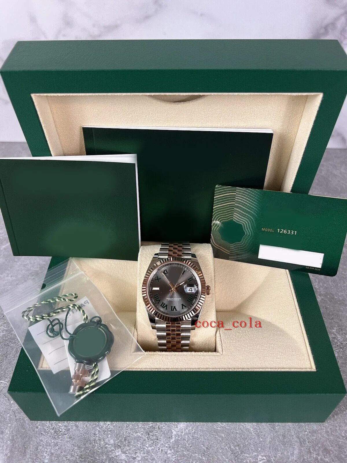 2023 QC Check Wristwatch 41mm Datejust 41 Toin to Tone Rose Gold Wimbledon Jubilee 126331 Mechanical Automatic Movement Watches Watches Box/Papers