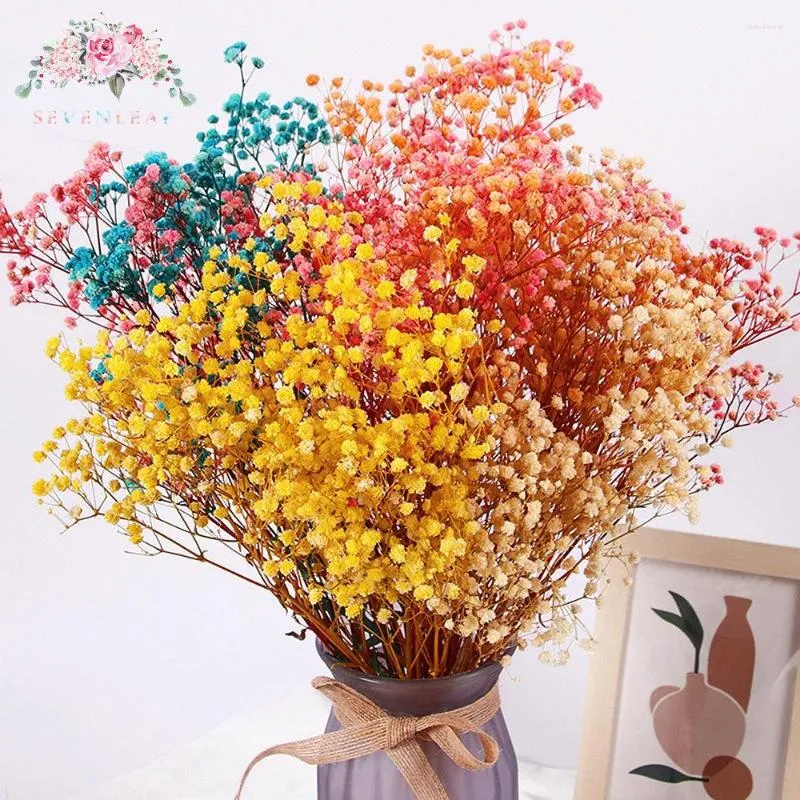 Fiori decorativi 40-120g Bouquet di fiori secchi colorati Alito di bambino conservato Decorazione di nozze Disposizione Gypsophile Nordic Home Decor