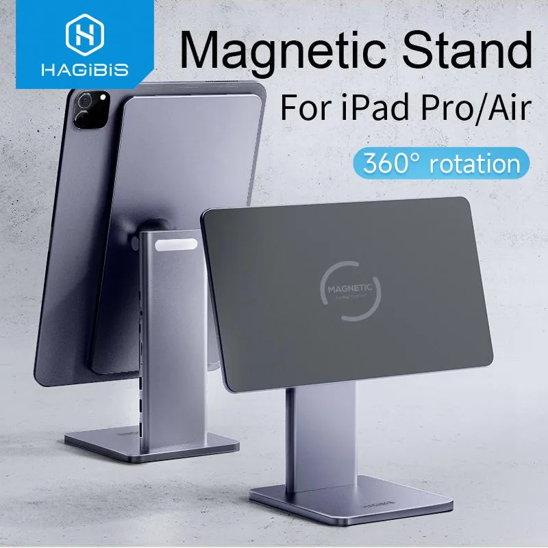 Stands Hagibis Foldable Magnetic Stand for iPad Pro 12.9 3rd/4th/5th 11 Air iPad 10th Tablet Holder 10.9 Rotation bracket USB C Hub