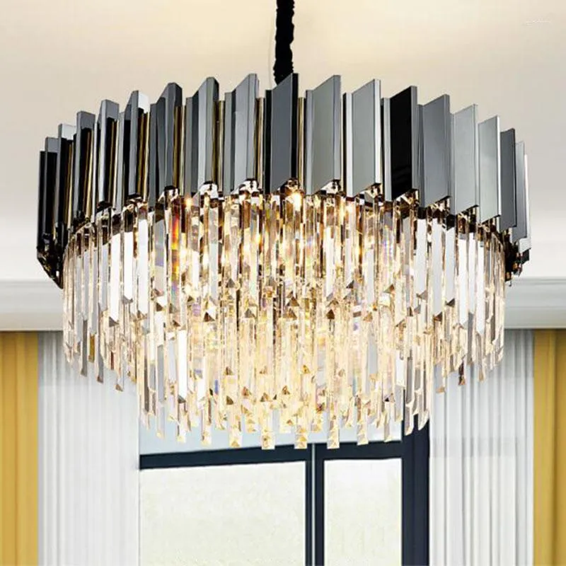 Chandeliers Modern Crystal Chandelier For Living Room Dining Stainless Steel Electroplating Gun Black Lighting Decoration Home