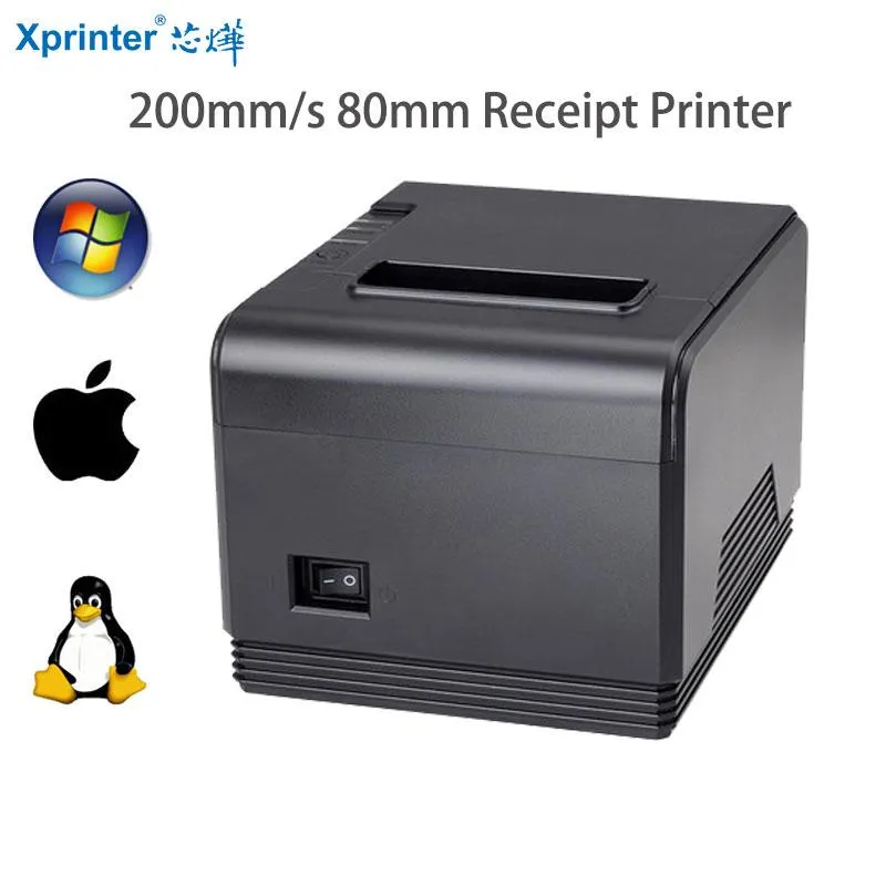 Printers XPrinter XPQ200 80mm Keuken Thermisch ontvangst Pos Printer 200mm/S Auto Cutter Bluetooth/Ethernet/USB 1 Gratis rolpapier