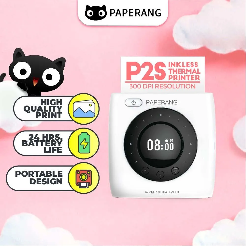 Printers Paperang P2S draagbare draadloze printer mini thermisch papier foto label ontvangst sticker diy pocket printer bt connet 300dpi 57 mm