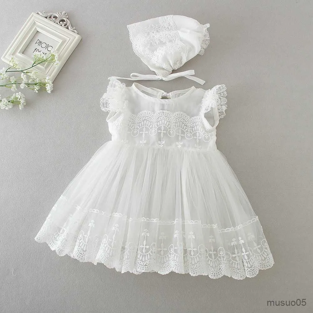 Mädchenkleider Weiße Kleider für Mädchen, Sommer, rückenfrei, elegant, für Hochzeit, Party, Prinzessinnenkleid, Kindergeburtstagskleidung mit Hut