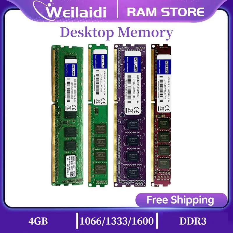 Rams DDR3 4GB 1066MHz 1333 MHz 1600 MHz Pulpit Memoria RAM PC3 Dimm 1,5 V CL711 Wsparcie pamięci najniższej