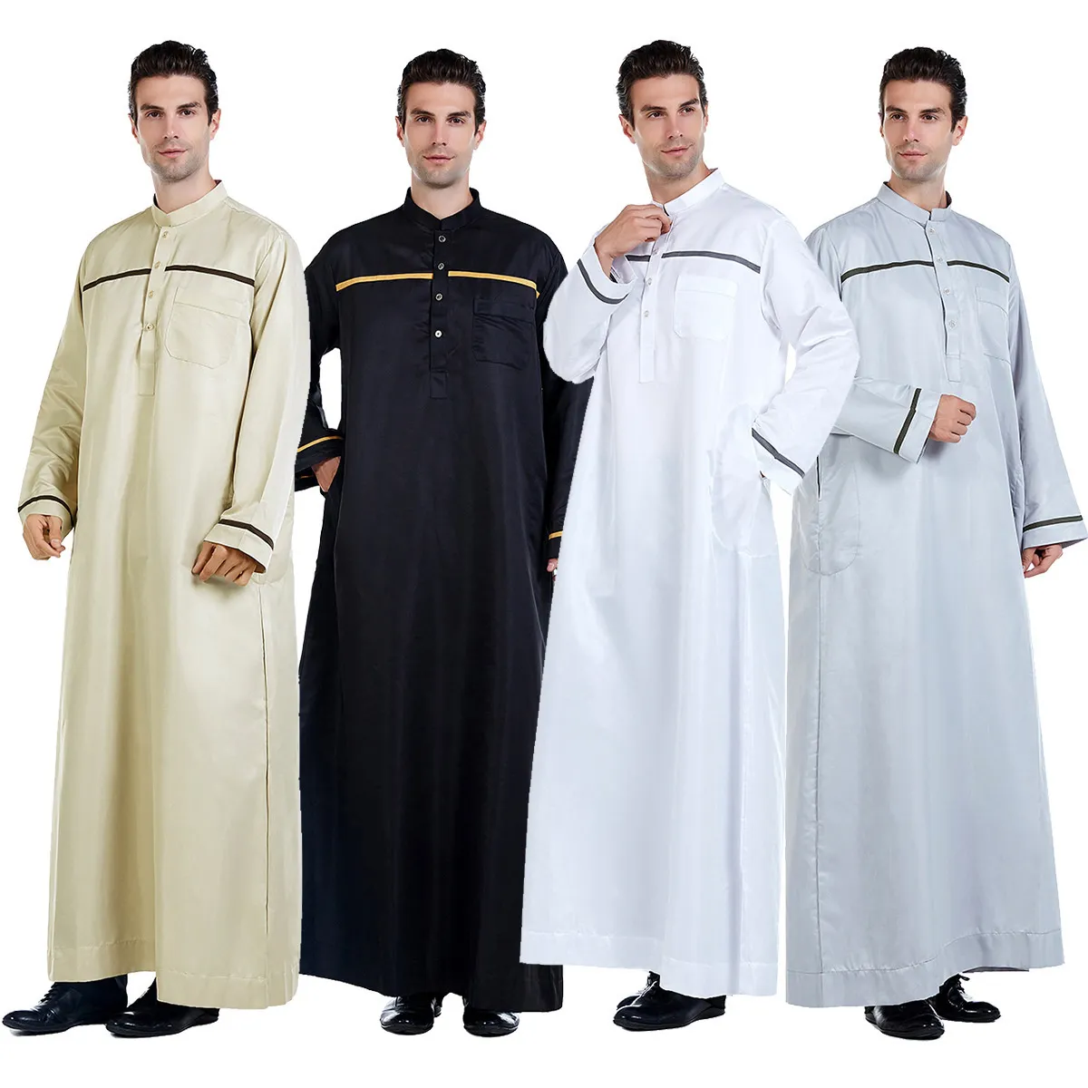 Abbigliamento etnico Musulmano Manica lunga Moda uomo islamico Tinta unita Abito arabo Caftano Arabia Dubai Abbigliamento Uomo Culto Abaya 230529
