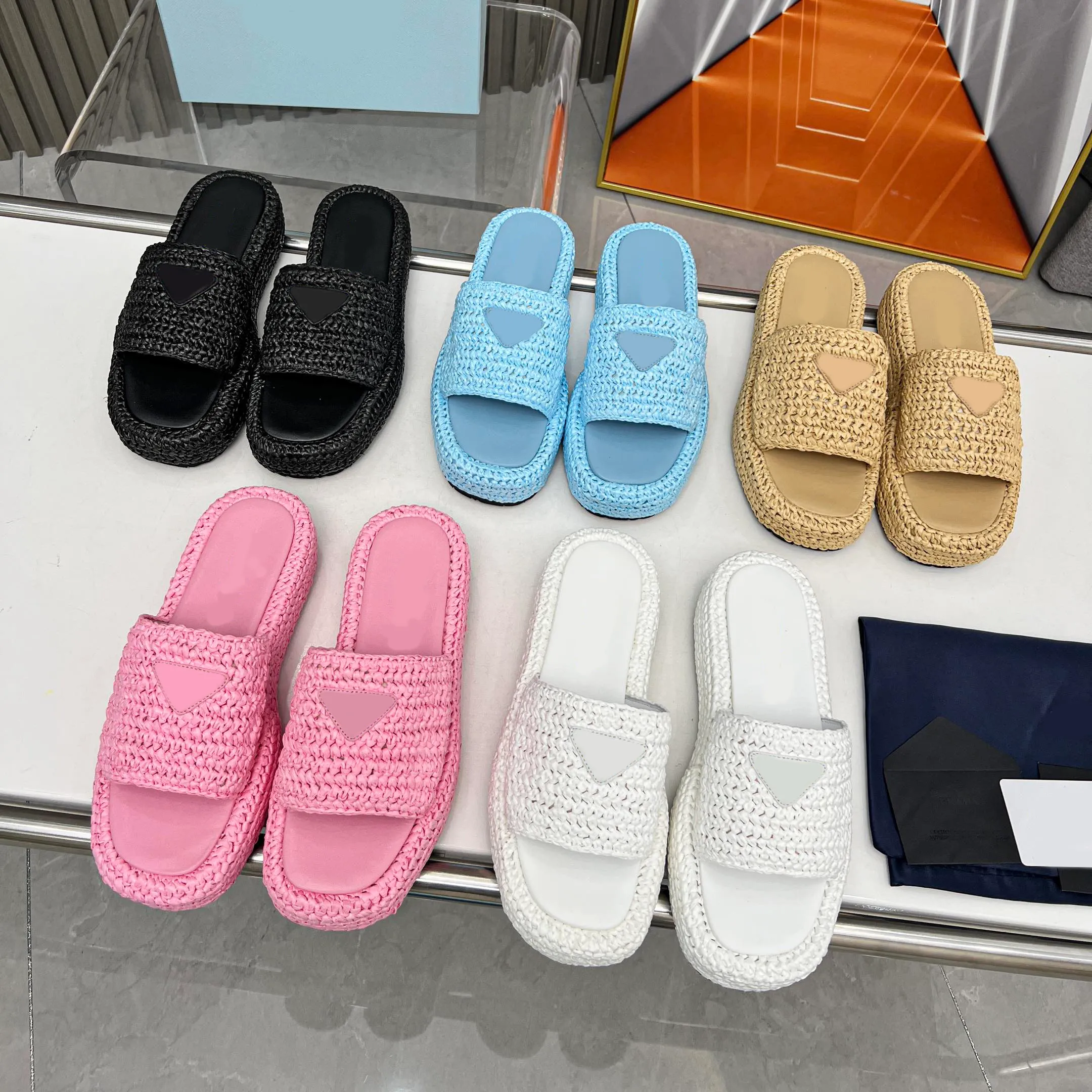 Designer Platform Slide Sandals For Women Woven Crochet  YES OUNCE Flatform Platform Slides main image 0