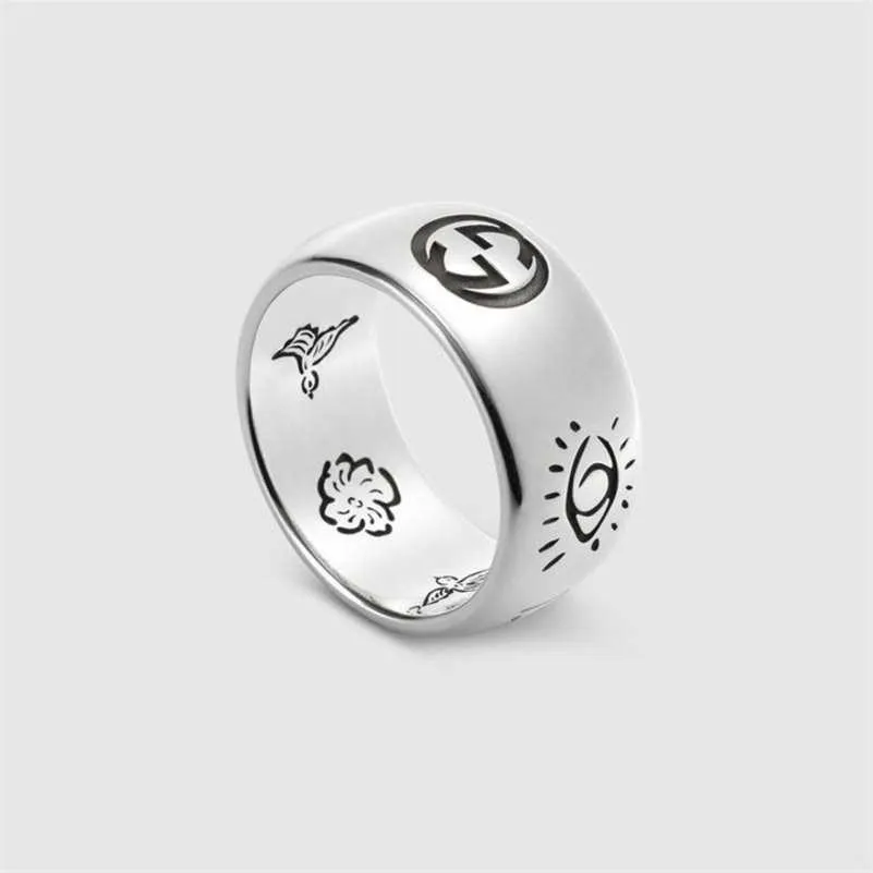 Designer smycken armband halsband ring blind för kärlek orädd smal blomma fågelmönster par ring