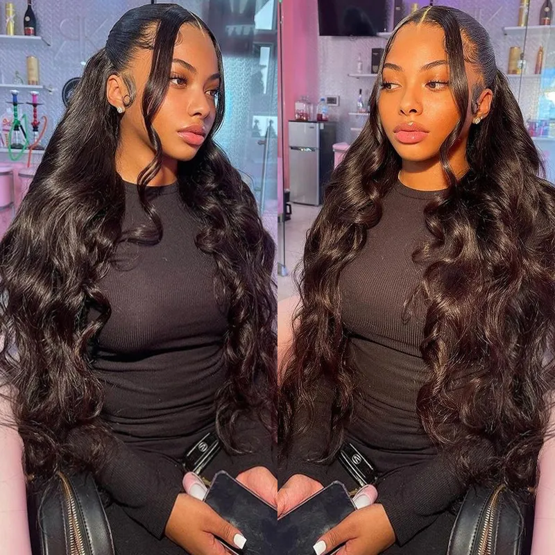 30 Inch Transparent Loose Deep Wave Frontal Wig Body Wave Human Hair Front Wigs Pre Pluck Loose Water Wavy Lace Closure Wig 180%