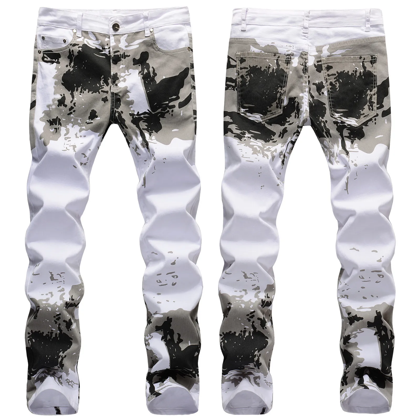 Herren-Jeans, hochwertige Drucke für Herren, weiße Jeans, Slim-Fit-Stretch-Denim-Hose, Camouflage-Jeans, lässige Jeans, Street-Fashion-Jeans, Hose 230529