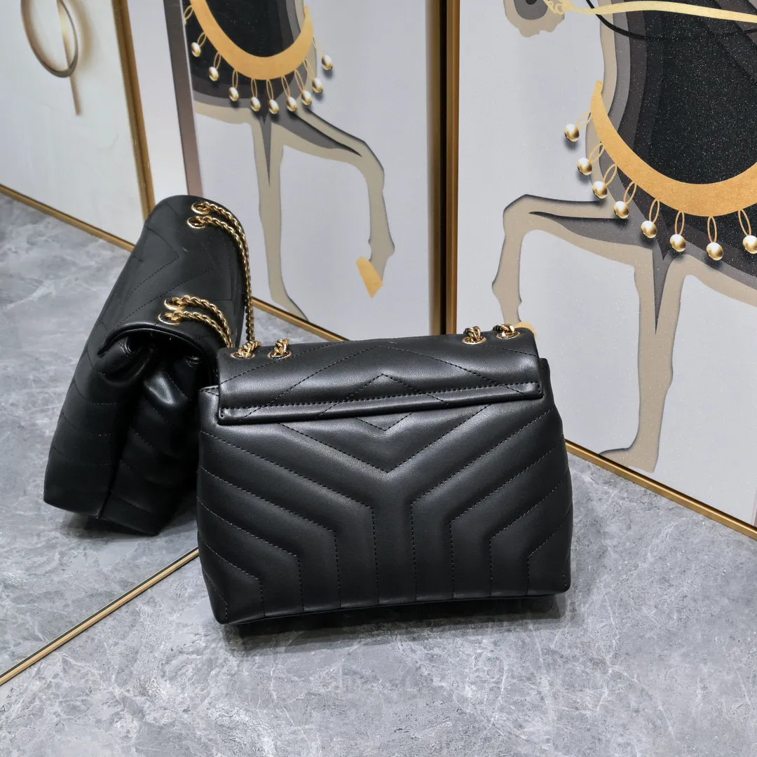 Louloubag Striped Leather Shoulder Bag, Classic Flip Bag