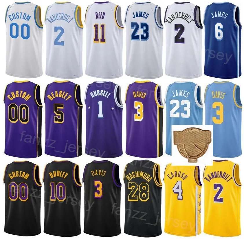 Print 2023 Finals Basketball LeBron James Jersey 6 Davis 3 Rui Hachimura 28 DAngelo Russell 1 Dennis Schroder 17 Wenyen Gabriel 35 15 Austin Reaves