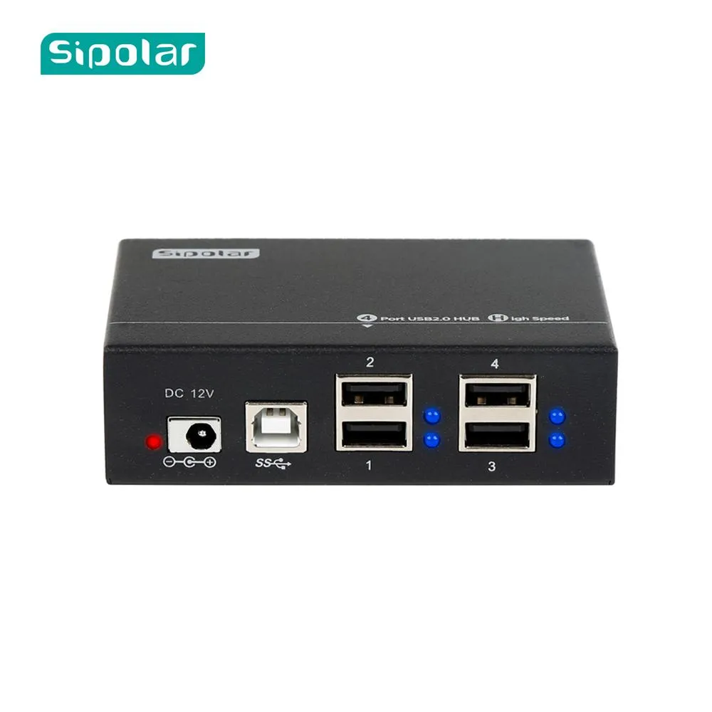 Hubs Sipolar 12W Powered 4 Ports Mini USB 2.0/USB 3.0 Metal Hub 12v1a Power Adapter LEDインジケーターマウントブラケット用PCラップトップ用