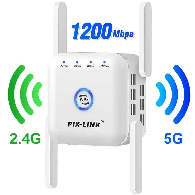 Router 5G Repeater WiFi 5GHz WiFi Repeater 1200 Mbit / s Router WiFi Extender Langstrecke 2,4 g Wi Fi Booster WiFi -Verstärker Zugangspunkt