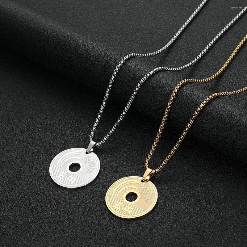 Pendant Necklaces Nedar 5 Yen Coin Japanese Lucky Necklace Men Women Clavicle Chain Charm Personality Gift Religion Stainless Steel Jewelr