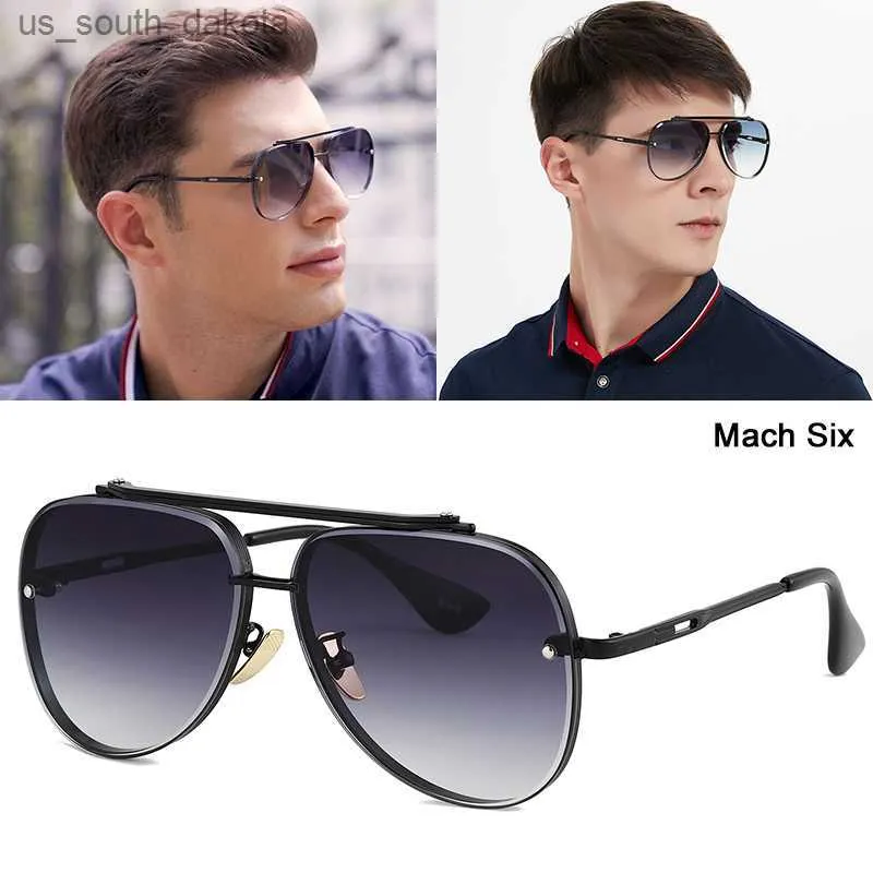 Солнцезащитные очки Jackjad 2022 Fashion Mach Six Metal Pilot Pilot Gradient солнцезащитные очки Cool Unique Men Women Vintage Brand Design Sun Glasses 2A103 L230523