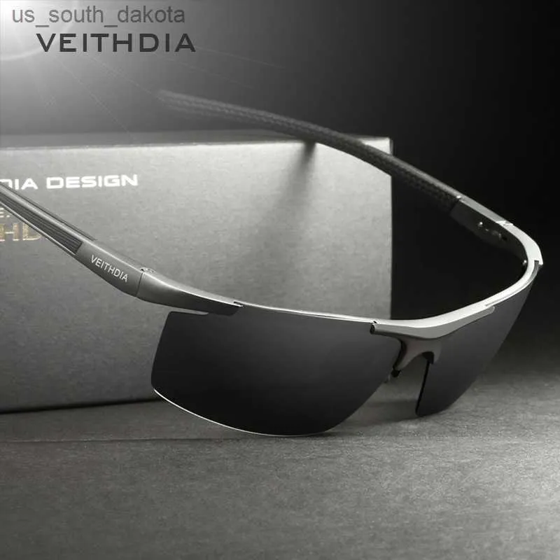 선글라스 Veithdia Sunglasses 스포츠 디자인 알루미늄 남성 야외 사이클링 극화 UV400 드라이빙 선 안경 남성 VT6588 L230523