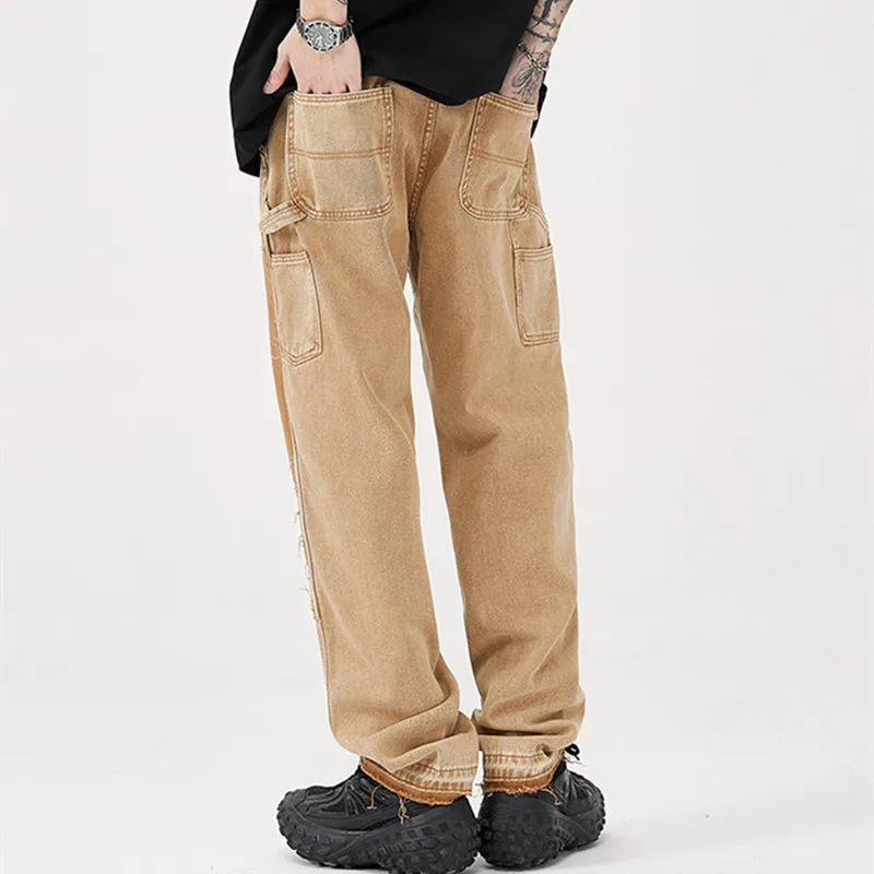 Y2K Vintage Brown Baggy Cargo Jeans - Mens Streetwear Denim Y2K Vintage Brown Baggy Cargo Jeans - Mens Streetwear Denim