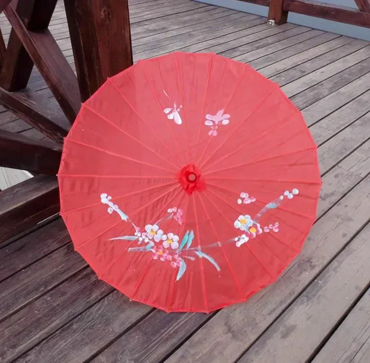 Adults Chinese Handmade Fabric Umbrella Fashion Travel Candy Color Oriental Parasol Umbrellas Wedding Party Decoration Tools SN2759