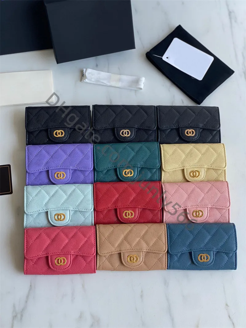 Top Designers Carteiras Longas Carteiras Moeda Bolsa Sacos de Alta Qualidade Mulheres Cartão Titular Dobra Flap Caviar Lambskin Bolso Mulheres Bolsa Bolsas Homens Cartões Moedas Sacos com Caixa